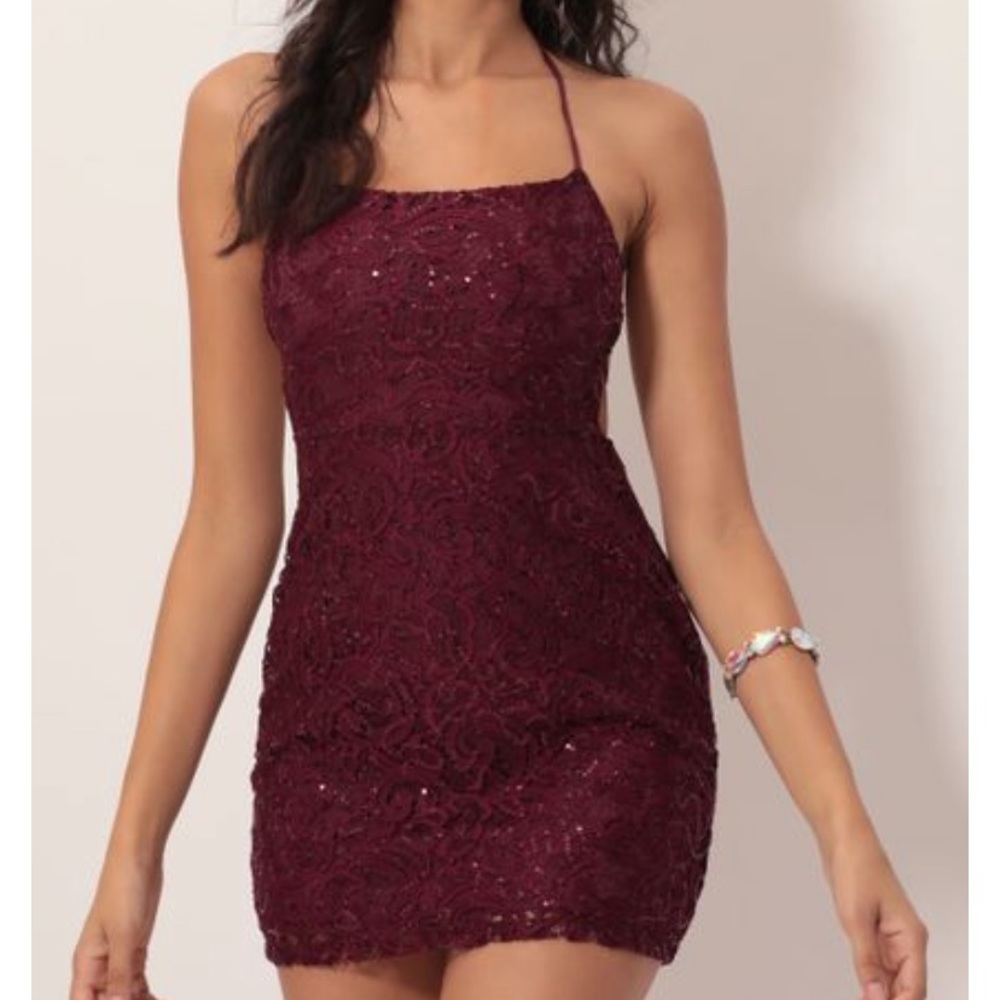 Lucy In the Sky Wine Backless Dress